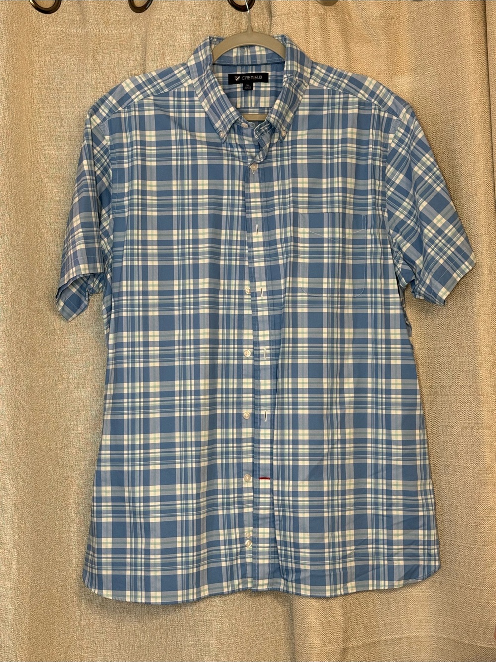 Daniel Cremieux Blue and White Plaid Short-Sleeve Button-Down Shirt